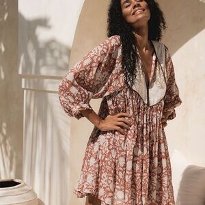 Daughters of India Diya Mini Dress in Chestnut